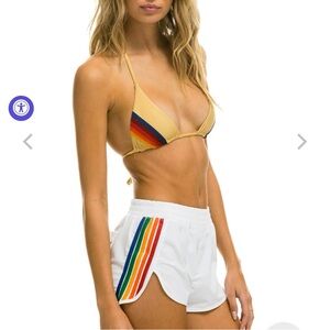 Aviator Nation Women’s 5 STRIPE FLEX BOARD SHORTS - WHITE // RAINBOW